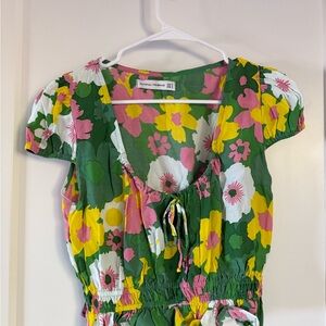 Faithfull the Brand Floral Dress in Green, Pink, and Yellow